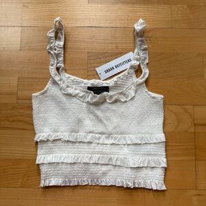 Urban Outfitters smocked ruffle tank white Pepita